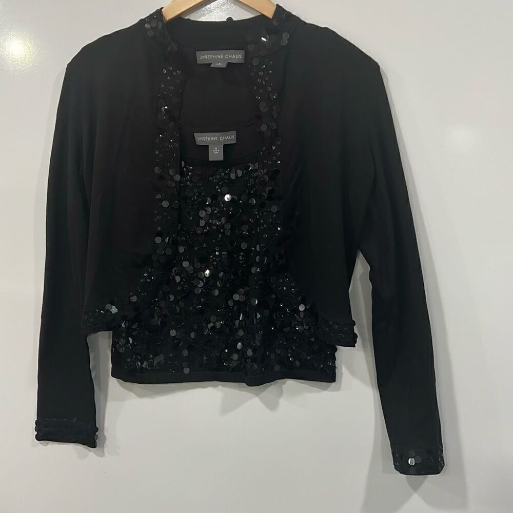 Josephine Chaus black and sequin sweater set small